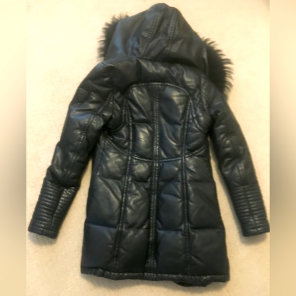 Rudsak Lamb Leather Goose Down Winter Coat with Rabbit Fur Hood - Picture 3 of 16